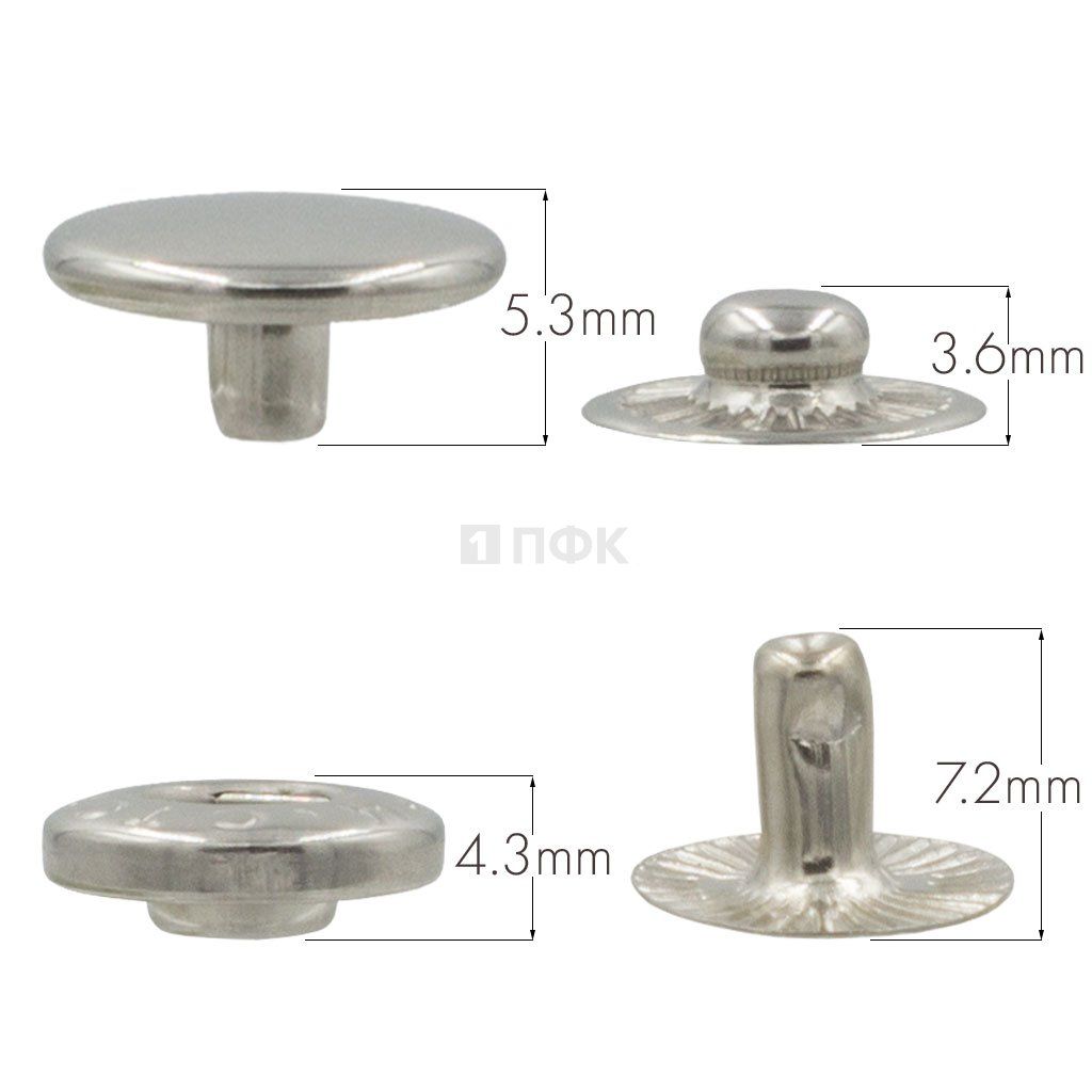 Кнопка для одежды 12,5мм Альфа сталь цв никель (уп 1440шт) STORM