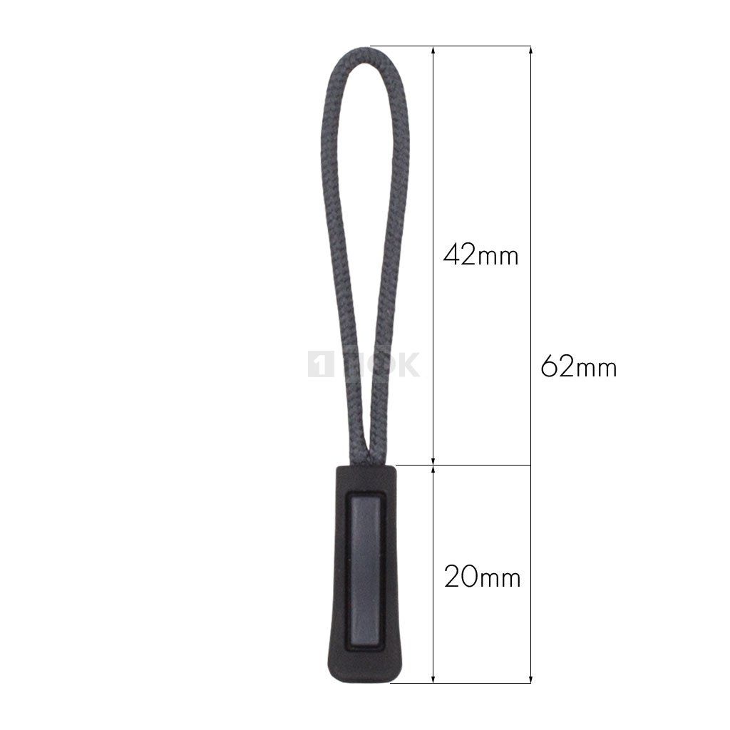 Пуллер для молнии №13 цвет 322 черный + шнур 312 (уп 500шт/10000шт)