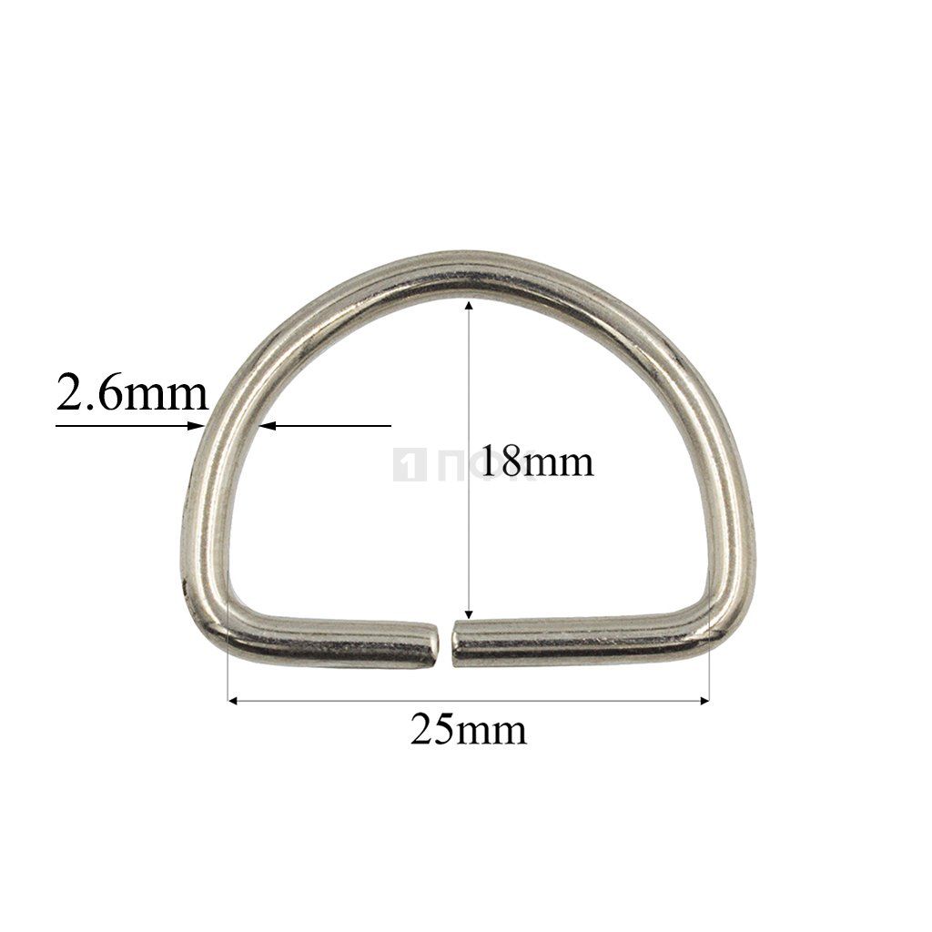 Полукольцо 25мм (толщ 2,6мм) цв никель (уп 1000шт/10000шт)