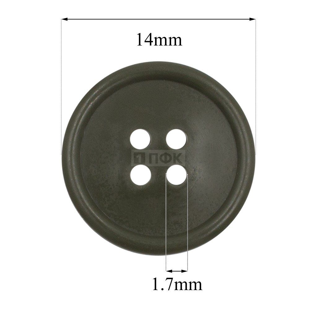 Пуговица КЛ 14-4 ПП 14мм цв хаки (уп 1000шт)