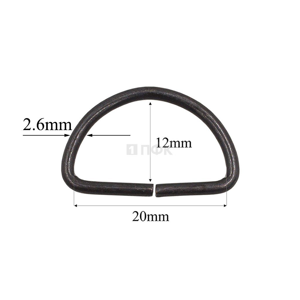 Полукольцо 20мм (толщ 2,6мм) цв оксид (уп 1000шт/10000шт)