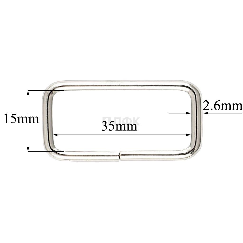 Пряжка - рамка 35мм (толщ 2,6мм) цв никель (уп 1000шт)