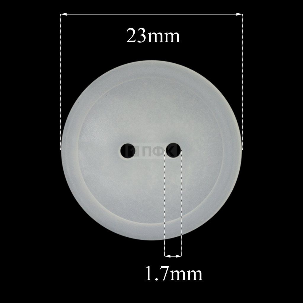 Пуговица КЛ 23-2 ПП 23мм цв прозрачный (уп 1000шт)