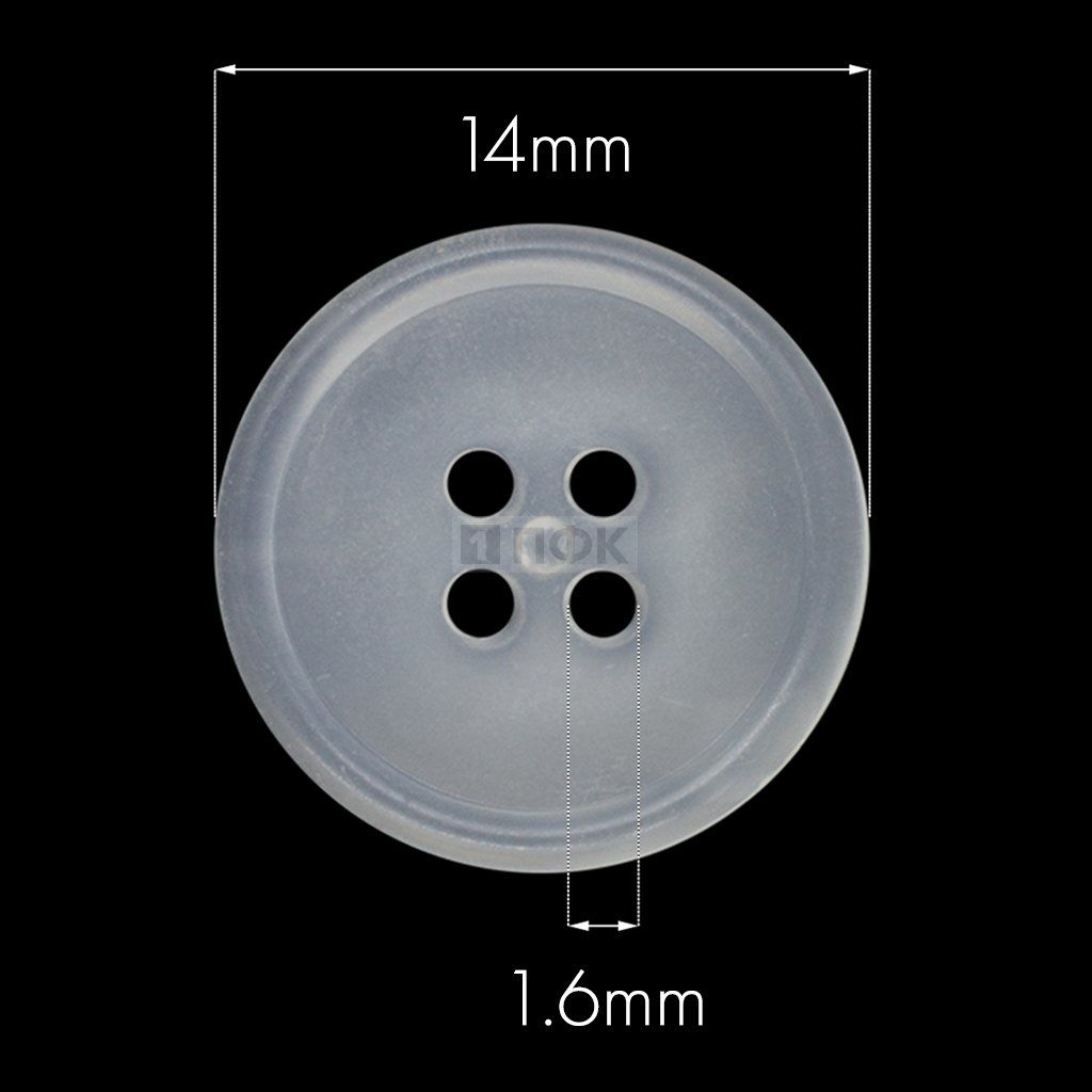 Пуговица КЛ 14-4 ПП 14мм цв прозрачный (уп 1000шт)