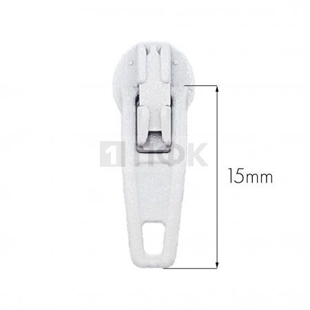 Бегунок для спиральной (витой) молнии тип 3 автомат цв 101 белый (уп 2500шт/25000шт) 1.5гр