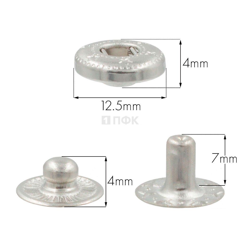 3 Части кнопки для одежды 12,5мм Альфа сталь цв никель (уп 1440шт) STRONG — ПФКР 3 Части кнопки для одежды 12,5мм Альфа сталь цв никель (уп 1440шт) STRONG