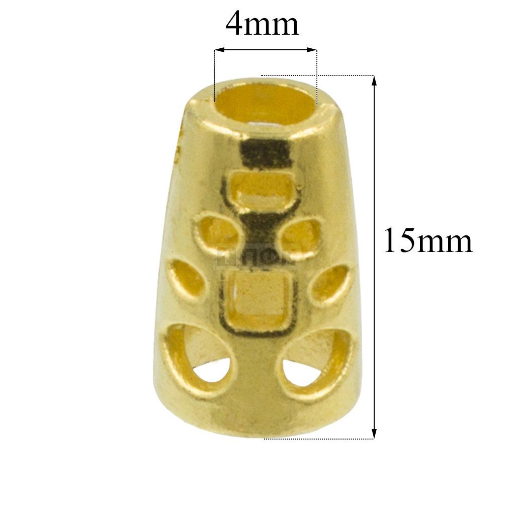Наконечник для шнура пластик L6 цв золото (уп 1000шт)