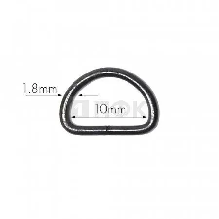Полукольцо 10мм (толщ 1,8мм) цв никель тем (уп 1000шт/10000шт)