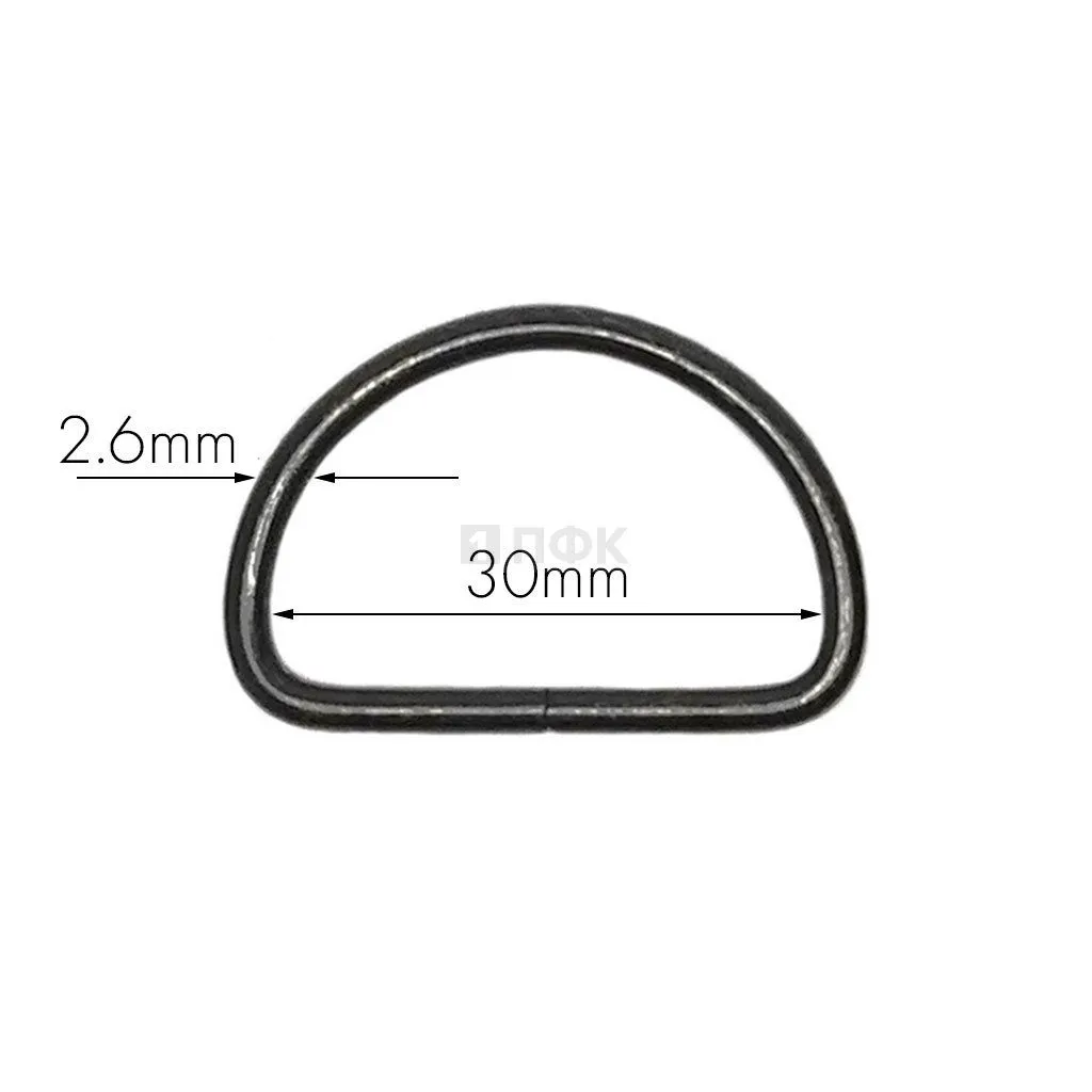 Полукольцо 30мм (толщ 2,6мм) цв никель тем (уп 1000шт/8000шт)