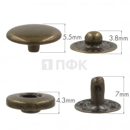 Кнопка для одежды 12,5мм Альфа нерж цв антик (уп 1440шт) BUTTONI