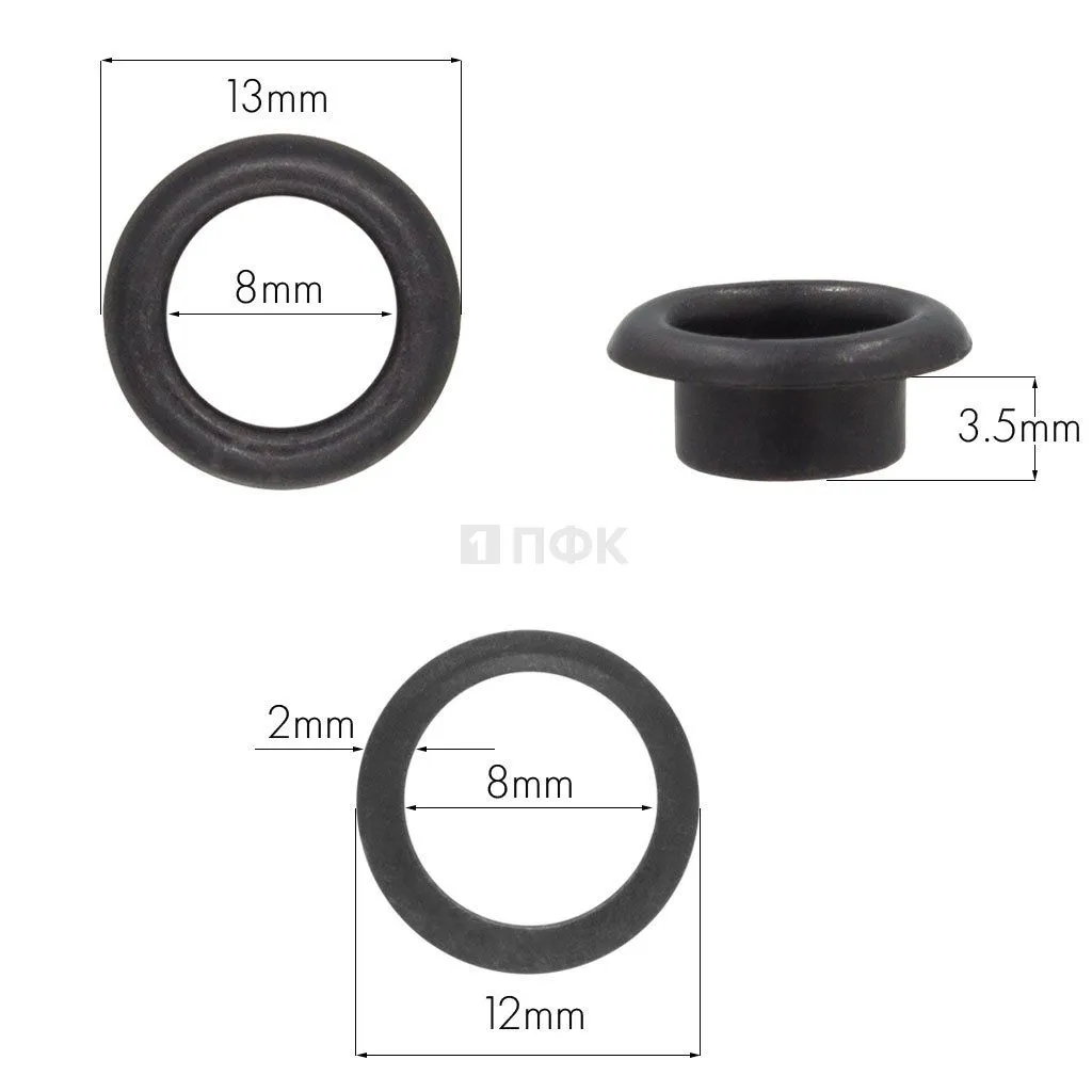 Люверсы №5 8мм сталь эконом цв оксид (уп 2000шт/50000шт)