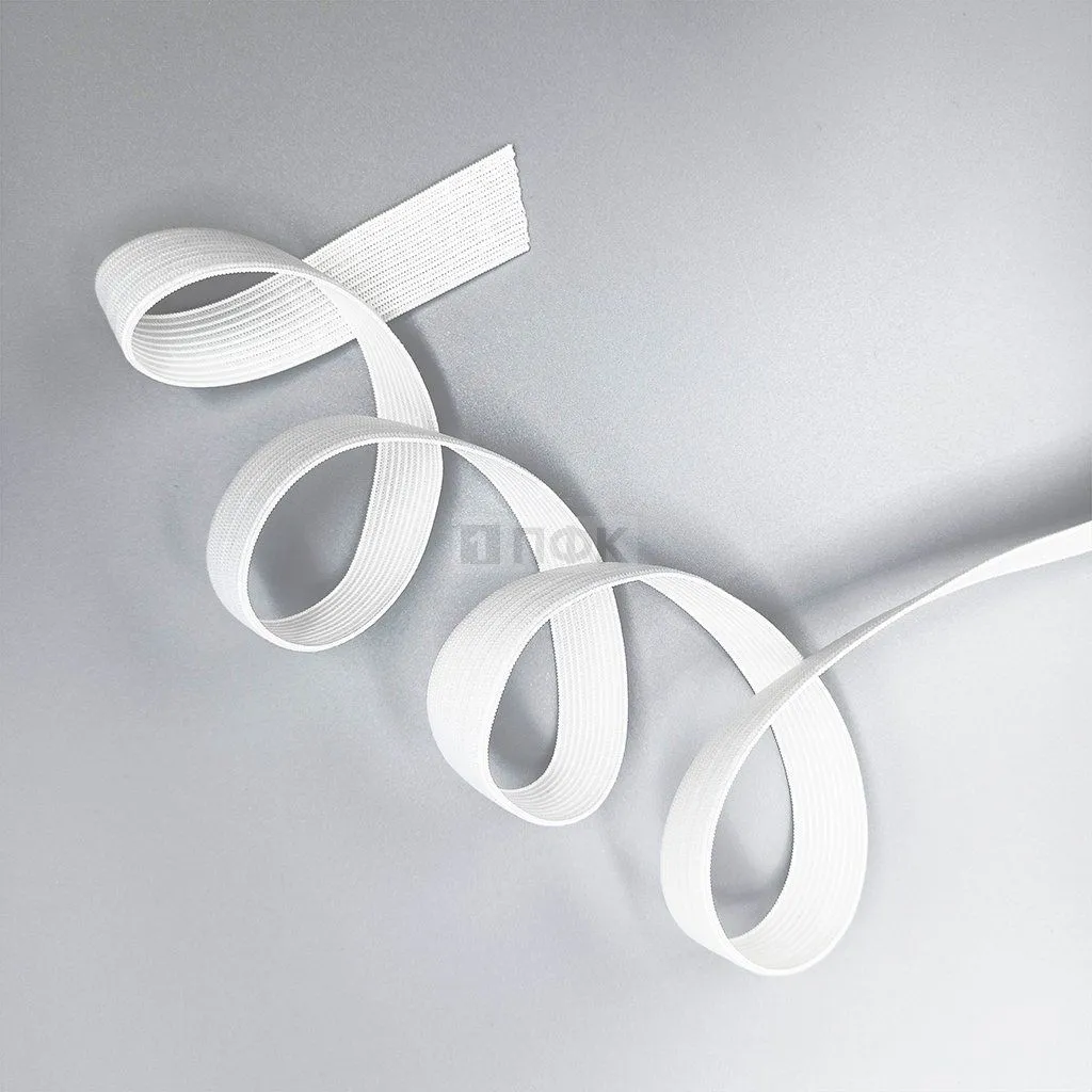 Резинка вязанная 15мм 6 гр/м цв белый (рул 40м/уп 400м) — ПФКР Резинка вязанная 15мм 6 гр/м цв белый (рул 40м/уп 400м)