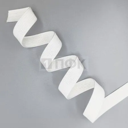 Резинка вязанная облегченная 15мм цв белый (уп 100м/1500м) басмы Резинка вязанная облегченная 15мм цв белый (уп 100м/1500м) басмы