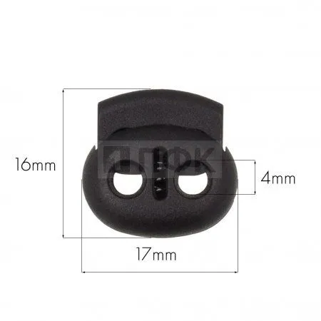 Фиксатор для шнура двойной Арт.А2-036 малый РОМ цв черный (уп 500шт/10000шт)