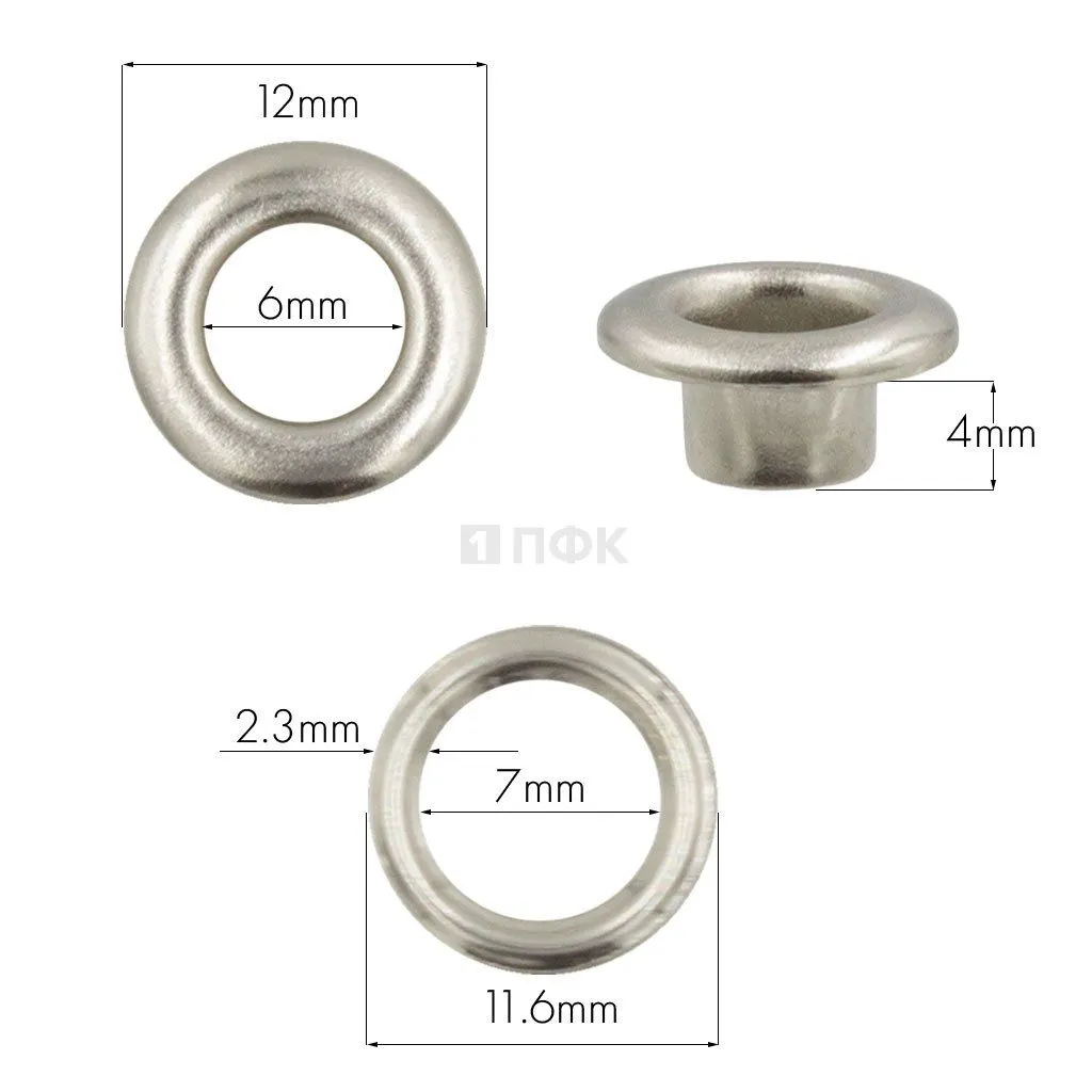 Люверсы №4 6мм нерж цв никель (уп 5000шт) 