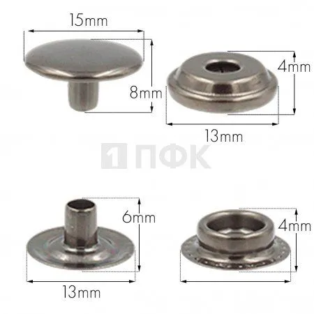 Кнопка для одежды 15мм №61 латунь цв никель тем (уп 720шт) ПФК
