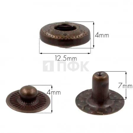 3 Части кнопки для одежды 12,5мм Альфа нерж цв антик (уп 1440шт) STORM 3 Части кнопки для одежды 12,5мм Альфа нерж цв антик (уп 1440шт) STORM