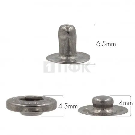 3 Части кнопки для одежды 12,5мм Альфа сталь цв никель тем (уп 1440шт) STRONG 