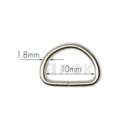Полукольцо 10мм (толщ 1,8мм) цв никель (уп 1000шт/10000шт)